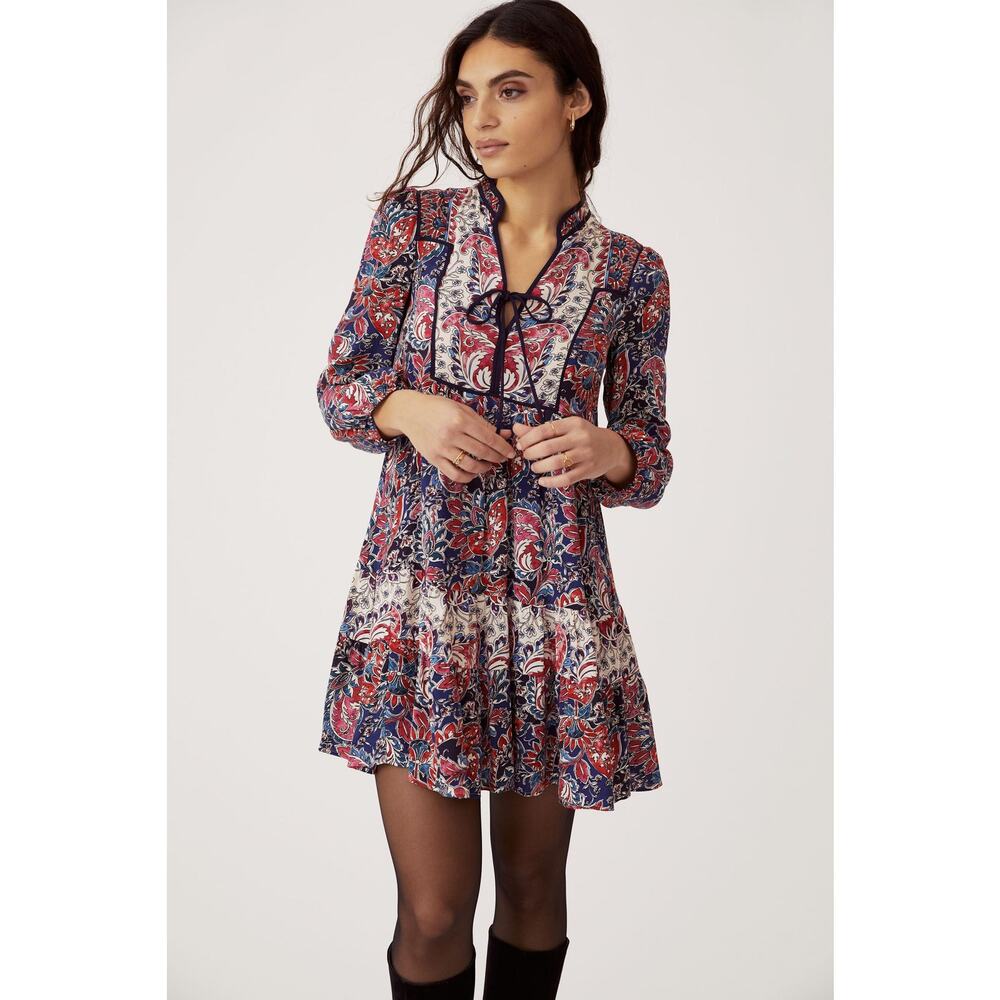 Anthropologie Spliced Tunic Dress Womens XL Motif Boho Prairie Peasant Paisley